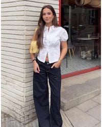 Bershka - Short Sleeve Poplin Shirt With Bow - Lyst