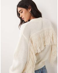 Pieces - Oversize-strickpullover mit fransen - Lyst