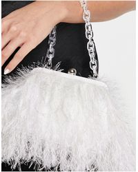 ASOS - Faux Feather Clutch Bag With Resin Handle - Lyst