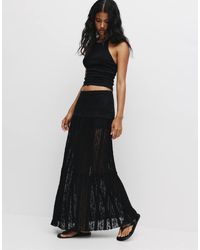 Pull&Bear - Gonna Midi Nera A Pannelli - Lyst