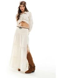 Miss Selfridge - Gelaagde Maxi Rok Met Broderie - Lyst