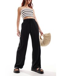 Noisy May - Pantalones Negros Sueltos De Mezcla De Lino De - Lyst