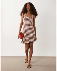 ASOS - Crochet Jersey Scoop Neck Mini Dress With Frill Detail - Lyst