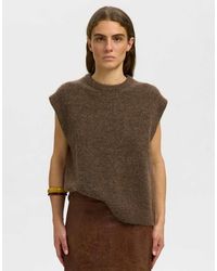 SELECTED - Lulu Denim Relaxed Fit Crew Neck Knitted Vest - Lyst