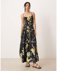 ASOS - Crinkle Maxi Sundress With Shirred Dropped Waist - Lyst