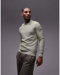 Mango - Knitted Button Up Polo Sweater - Lyst