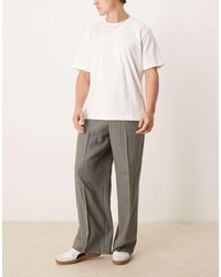 ASOS - Losse Nette Broek Met Rechte Pijpen, Wollook En Visgraatmotief - Lyst