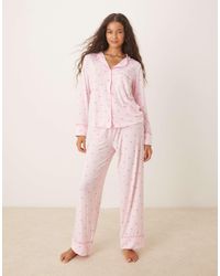 Boux Avenue - Long Sleeve Bow Stripe Revere And Pant Set - Lyst