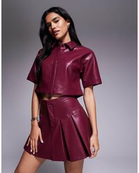 ASOS - Co-Ord Leather Look Pleated Mini Skirt - Lyst