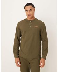 Polo Ralph Lauren - Logo Waffle Henley Long Sleeve Lounge T-shirt - Lyst