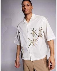 ASOS - Camicia Oversize Color Pietra Con Stampa E Rever - Lyst