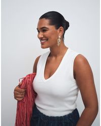 ASOS - Asos Design Curve Ribbed V Neck Vest - Lyst