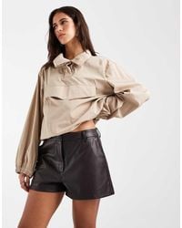 ASOS - Tailored Faux Leather Micro Shorts - Lyst