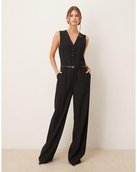 Mango - Tailored Waistcoat Jumpsuit With Belt - Lyst
