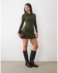 ASOS - Soft Cord Long Sleeve Polo Mini Dress - Lyst