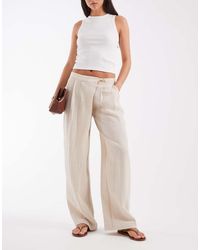 ASOS - Tailored Linen Look Wrap Front Gold Buckle Detail Pants - Lyst