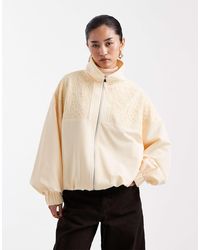 Miss Selfridge - Lace Insert Funnel Neck Track Jacket - Lyst