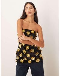 ARRANGE - 3D Floral Longline Bandeau Top - Lyst
