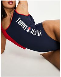 Tommy Hilfiger - Tommy jeans - archive runway - costume da bagno blu navy e rosso - Lyst