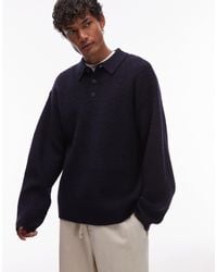 TOPMAN - Oversized Fit Knitted Polo - Lyst