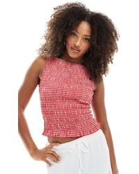 New Look - – gerafftes trägertop mit vichy-karos - Lyst