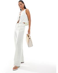 ONLY - Pantalon large d'ensemble à détail caleçon - vichy - Lyst