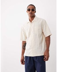 GANT - Camisa Color Crema A Cuadros Holgada De Tejido Texturizado De -Neutro - Lyst