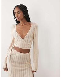 Miss Selfridge - Knitted Long Sleeve Wrap Top Co-Ord - Lyst