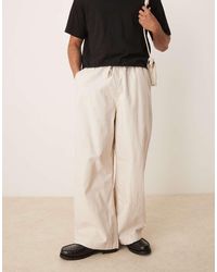 ASOS - Pantalones De Estilo Paracaídas De Mezcla De Lino De -Marrón - Lyst