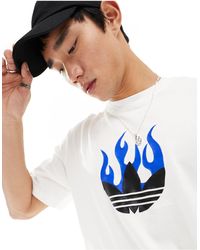 adidas Originals - T-shirt bianca unisex con logo a trifoglio - Lyst