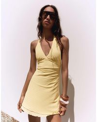 Bershka - Striped Mini Halter Dress - Lyst