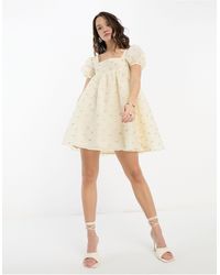 Glamorous - Square Neck Mini Smock Dress - Lyst