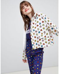 Love Moschino Heart Print Hooded Rain Jacket - Blue