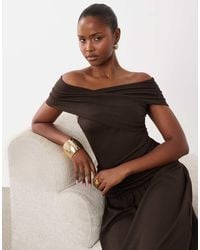 The Frolic - Exclusive Slinky Wrap Asymmetric Detail Drop Waist Ruched Detail Maxi Dress - Lyst