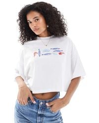 ONLY - T-Shirt Taglio Corto Bianca Con Grafica A Tema Marino - Lyst