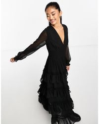 Miss Selfridge - Dobby Chiffon Ruffle Tiered Maxi Dress - Lyst