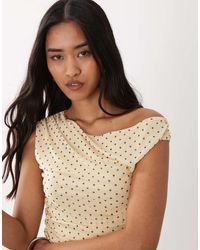 JJXX - Ruched Sheer Mesh Top - Lyst