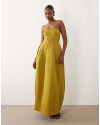 ASOS - Maxi Bandeau-Jurk Met Hartvormige Halslijn En Volumineuze Rok Met Structuur Van Scuba-Achtige Stof - Lyst