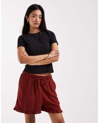 New Look - Ruffle Linen Blend Pull-on Shorts - Lyst
