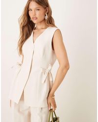 ASOS - Linen Blend Tie Side Waist Coat Co Ord - Lyst