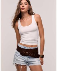 Stradivarius - Brede Riem Met Metalen Gesp - Lyst