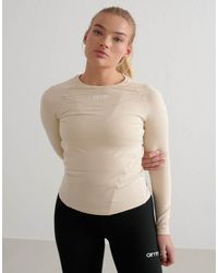Aim'n - Camiseta Café Con Leche Básica De Manga Larga De Tejido Suave De -Neutro - Lyst