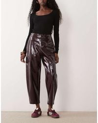 Threadbare - Pantalones Barrel De Piel Sintética En-Morado - Lyst