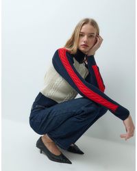 Mango - Knitted High Neck Zip Through Jacket - Lyst