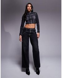 Liquor N Poker - Buckle Detail Baggy Jean With Contrast Stitch Detail - Lyst