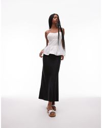 ARKET - Falda Semilarga Negra De Tejido Rico En Lino De -Negro - Lyst