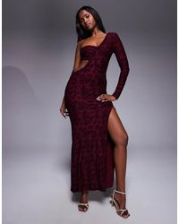 ASOS - Devore Cut Out Maxi Dress With One Sleeve And Side Split - Lyst