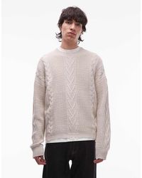 AllSaints - Tenter Crew Neck Cable Knit Jumper - Lyst