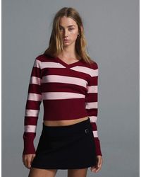 Bershka - Embroide V-neck Jumper - Lyst
