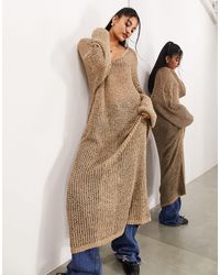 ASOS - Knit Open Stitch Oversized Maxi Dress - Lyst